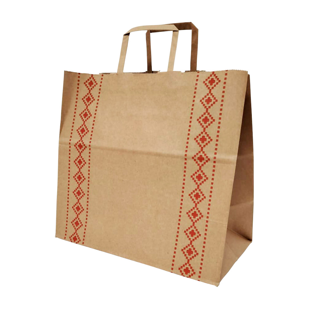 Pungă din hârtie kraft imprimată cu mâner 32x18x30 cm